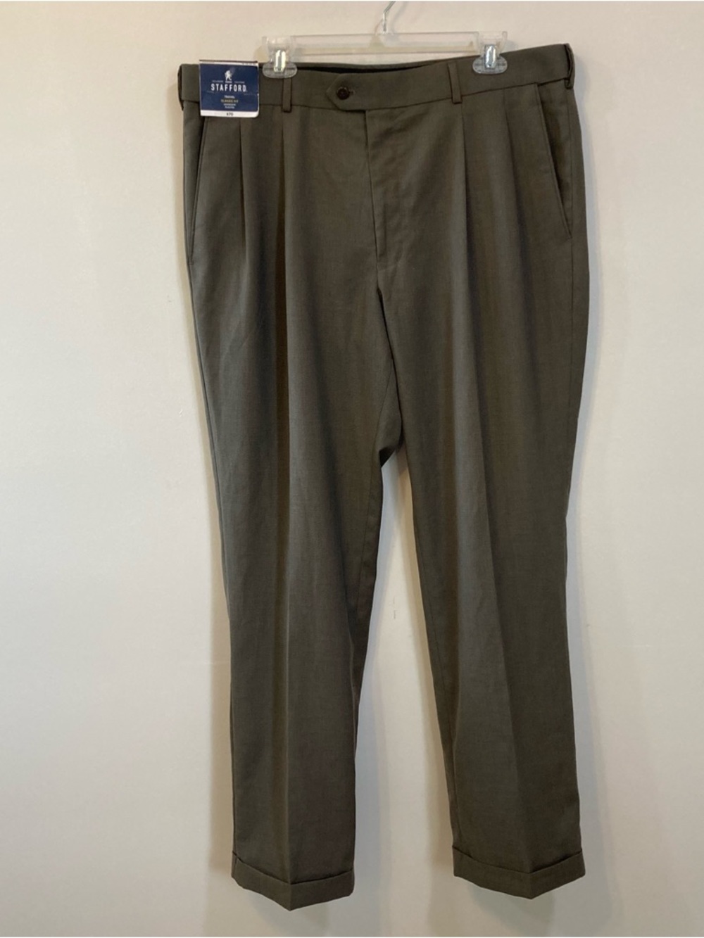 Stafford Travel Classic Fit Sz 38 X 32 Sharkskin Pleat Mens Dress Pants NEW